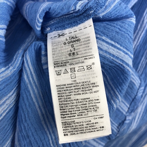 Gap Blue Striped Peasant Blouse Size Large Tall - Picture 2 of 8